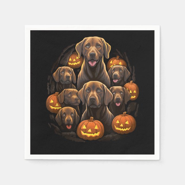 Funny Labrador Retriever Chocolate Pumpkin Hallowe Napkin (Front)