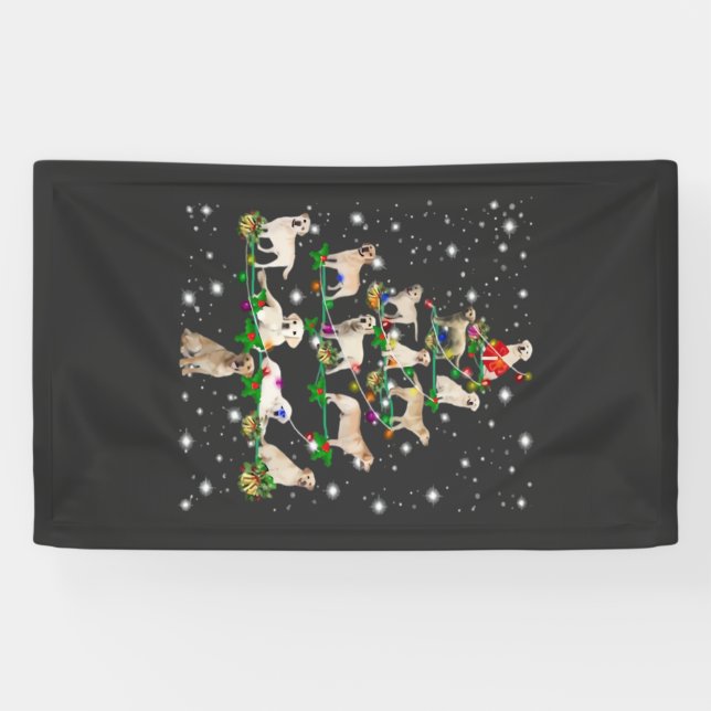 Funny Labrador Retriever Christmas Tree Classic T- Banner (Horizontal)