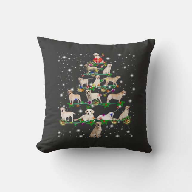 Funny Labrador Retriever Christmas Tree Classic T- Cushion (Front)