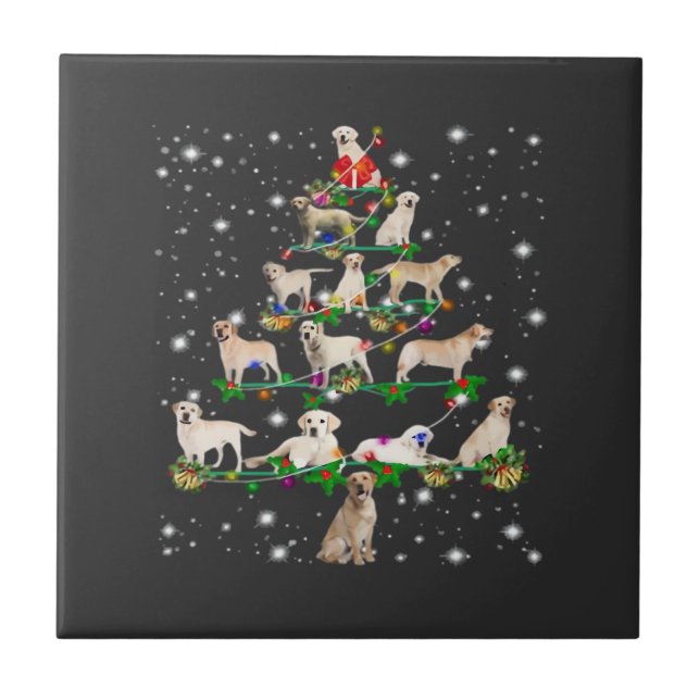 Funny Labrador Retriever Christmas Tree Classic T- Tile (Front)