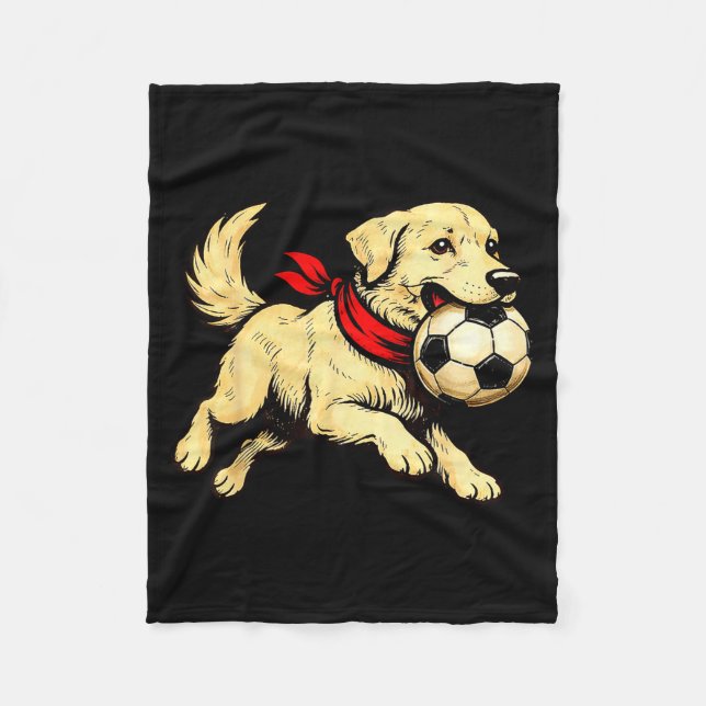 Funny Labrador Retriever Dog Playing Soccer Game D Fleece Blanket (Front)