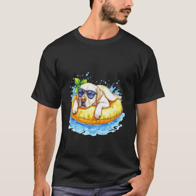 Funny Labrador Retriever Dog Relaxing Pool Float S T-Shirt (Front)