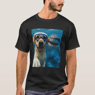 Funny Labrador Retriever Dog Selfie with Shark Oce T-Shirt