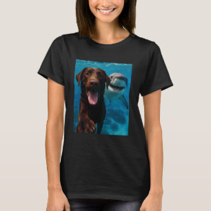 Funny Labrador Retriever Dog Selfie with Shark Oce T-Shirt