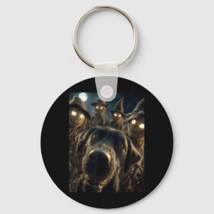 Funny Labrador Selfie With Scarecrows Spooky Key Ring
