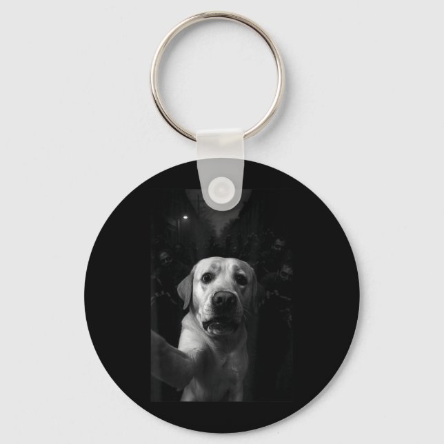 Funny Labrador Selfie Zombie Halloween Dog Key Ring (Front)