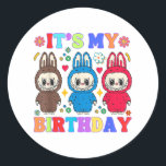 Funny Labubu Birthday Tee Girls Kids Labubu Bday D Classic Round Sticker<br><div class="desc">Funny Labubu Birthday Tee Girls Kids Labubu Bday Decoration</div>