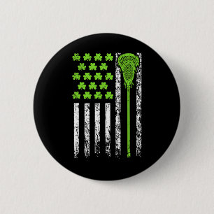 Funny Lacrosse American Flag St Patrick Day For Me 6 Cm Round Badge