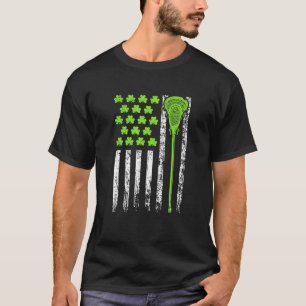 Funny Lacrosse American Flag St Patrick Day For Me T-Shirt