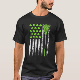 Funny Lacrosse American Flag St Patrick Day For Me T-Shirt
