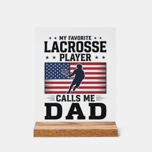 Funny Lacrosse Dad American Flag Vintage Shirt Des Acrylic Sign