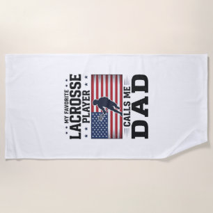Funny Lacrosse Dad American Flag Vintage Shirt Des Beach Towel