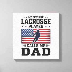 Funny Lacrosse Dad American Flag Vintage Shirt Des Canvas Print