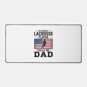 Funny Lacrosse Dad American Flag Vintage Shirt Des Desk Mat