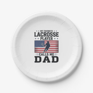 Funny Lacrosse Dad American Flag Vintage Shirt Des Paper Plate