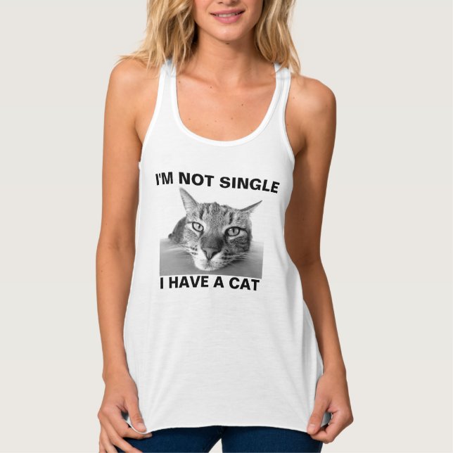 Funny Ladies CAT Tank Tops, I'm not single (Front)