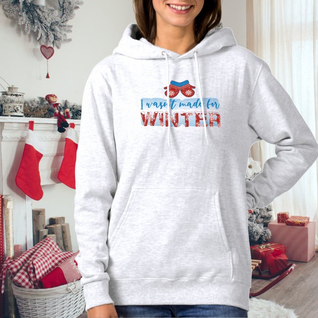 Funny Ladies Winter Hoodie red (Funny Ladies Winter Mittens T-Shirt Hoodie)