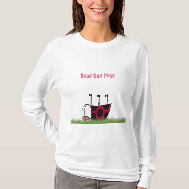 Funny Ladybug Dead Bug Yoga Pose T-Shirt (Front)