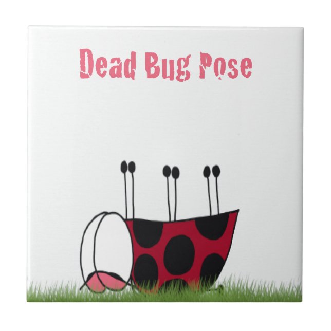 Funny Ladybug Dead Bug Yoga Pose Tile (Front)