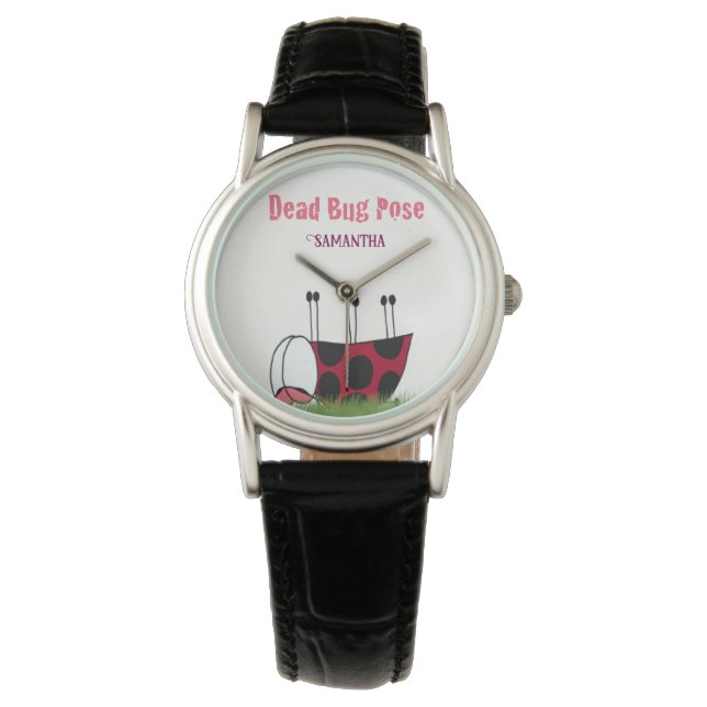 Funny Ladybug Dead Bug Yoga Pose Watch (Front)