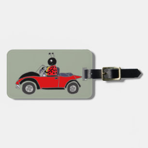 Funny Ladybug Driving Convertible Luggage Tag