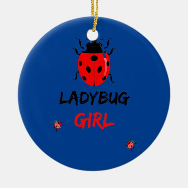 Funny Ladybugs girl Insects Bugs  Ceramic Tree Decoration (Front)