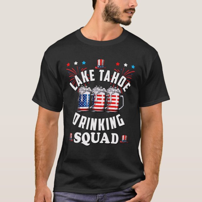 Funny Lake Tahoe Drinking Squad 4Th Of July USA Fl T-Shirt (Front)