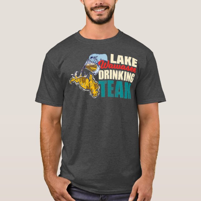 Funny Lake Wawasee Beer Drinking Team Gift T-Shirt (Front)
