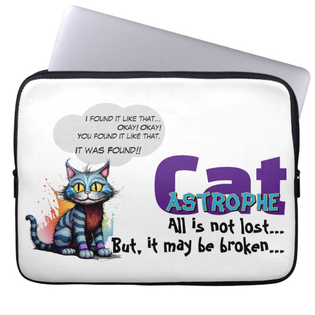 Funny Laptop Sleeve – CatAstrophe: ...not lost (Front)