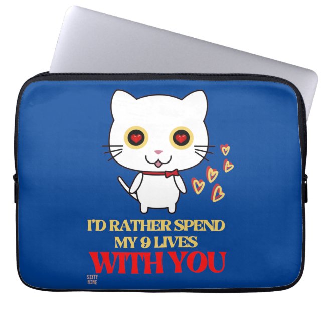 funny laptop sleeve  "CUTE CAT" (Front)