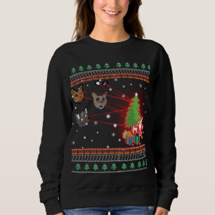 Funny Laser Eyes Cat Ugly Christmas Lights Sweater