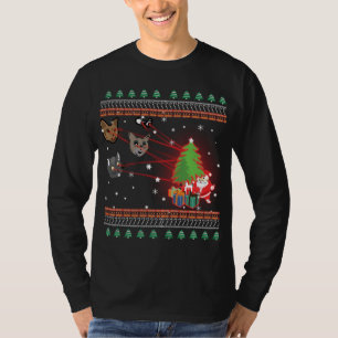 Funny Laser Eyes Cat Ugly Christmas Lights Sweater
