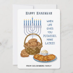 Funny Latkes Potato Humour Hanukkah Greeting Holiday Card