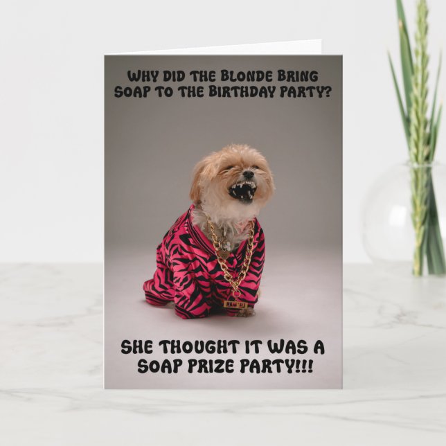 Funny Laughing Dog Birthday Greeting Card  (Front)