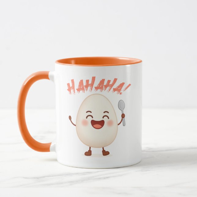 Funny Laughing Egg Cartoon Combo Mug | Cute Food  (Left)