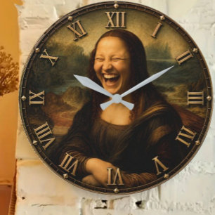 Funny Laughing Mona Lisa Hilarious Renaissance Art Large Clock