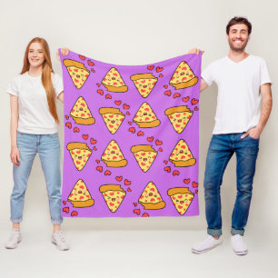 Funny laughing pizza pattern purple kids girl boy fleece blanket