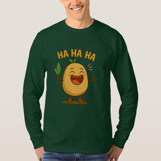 Funny Laughing Potato Long Sleeve T-Shirt (Front)