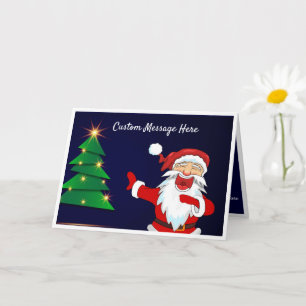Funny Laughing Santa Christmas Tree Holiday Card