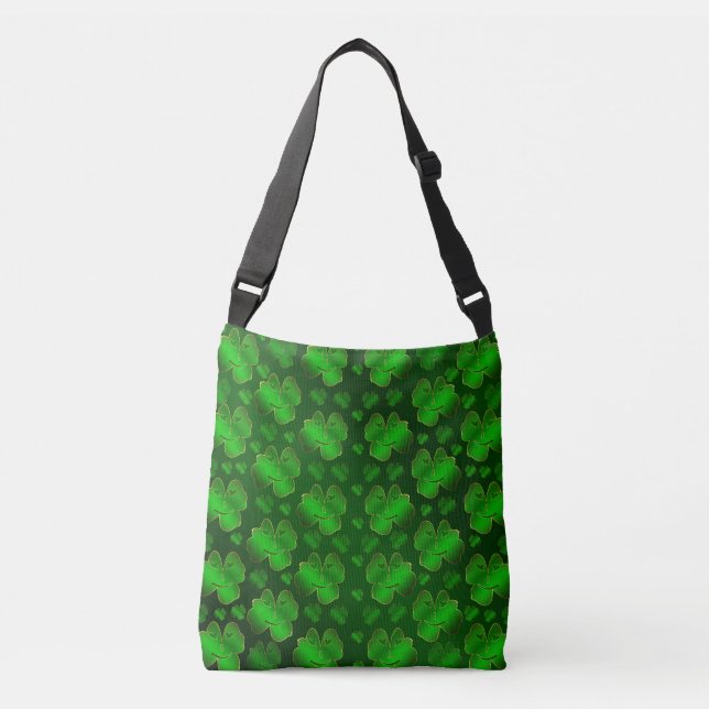 funny, laughing, shamrocks, green, st patricks day crossbody bag (Front)