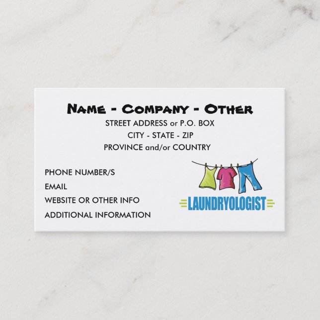 Funny Laundry Business Card (Front)