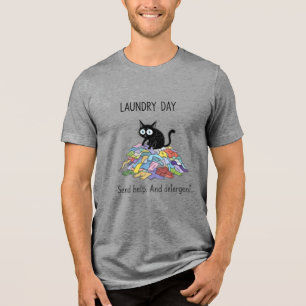 Funny Laundry Day Black Cat Graphic Tee