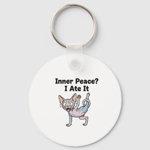 Funny Lavender Sphynx Cat Cartoon Art Key Ring