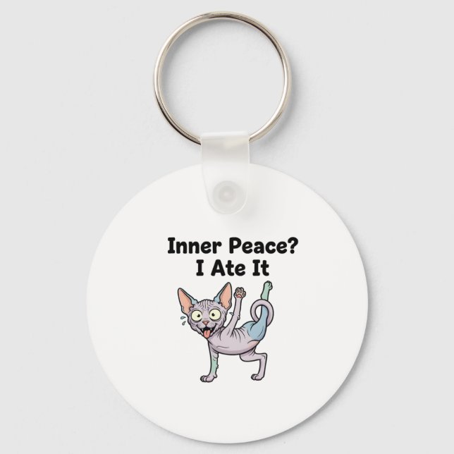 Funny Lavender Sphynx Cat Cartoon Art Key Ring (Front)