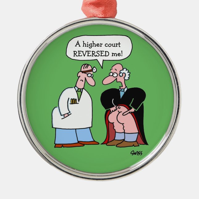 Funny Law Office Judge Cartoon Lawyer's Christmas  Metal Tree Decoration (Front)