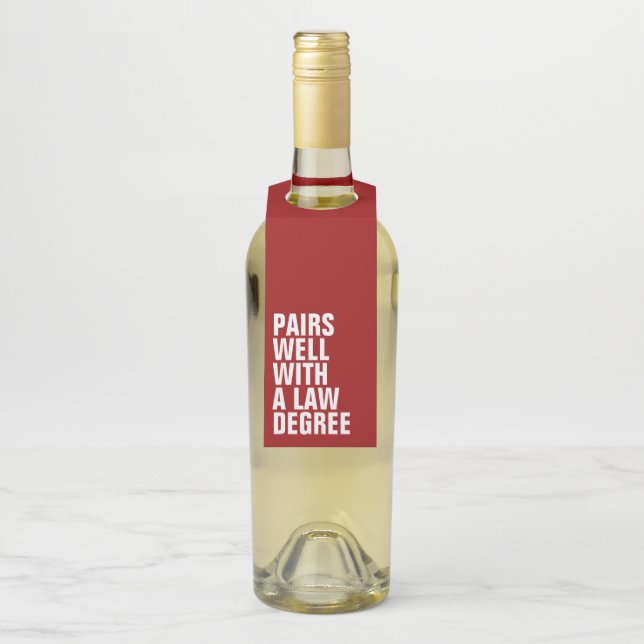 Funny law school graduation red custom  bottle tag (On Bottle)