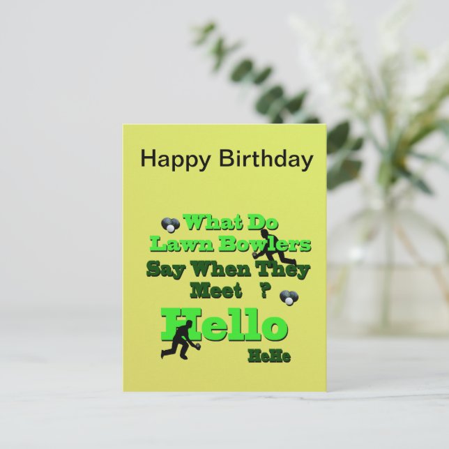 Funny Lawn Bowls Birthday Greeting, Postcard (Standing Front)