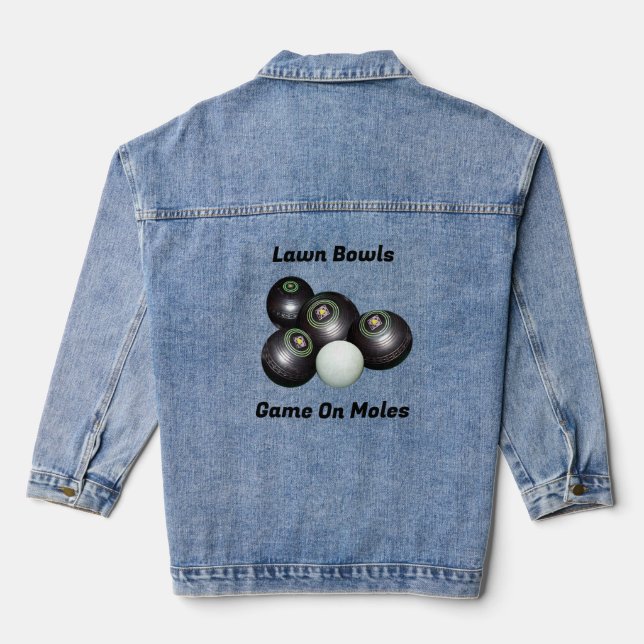 Funny Lawn Bowls Game On M...., Tshirt Denim Jacket (Back)