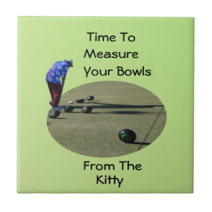 Funny Lawn Bowls Measuring Time, Tile