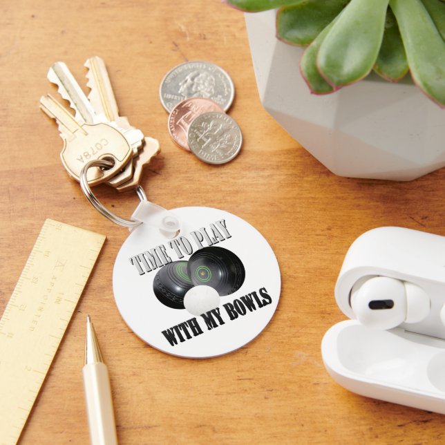 Funny Lawn Bowls Play Time, Key Ring (Desk)